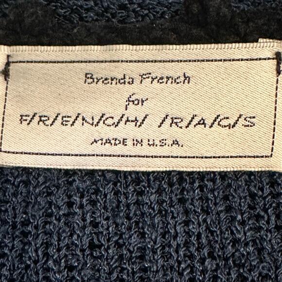 Vintage Brenda French for French Rags Blue Cardigan Sweater With Black Trim M/L - Picture 8 of 8